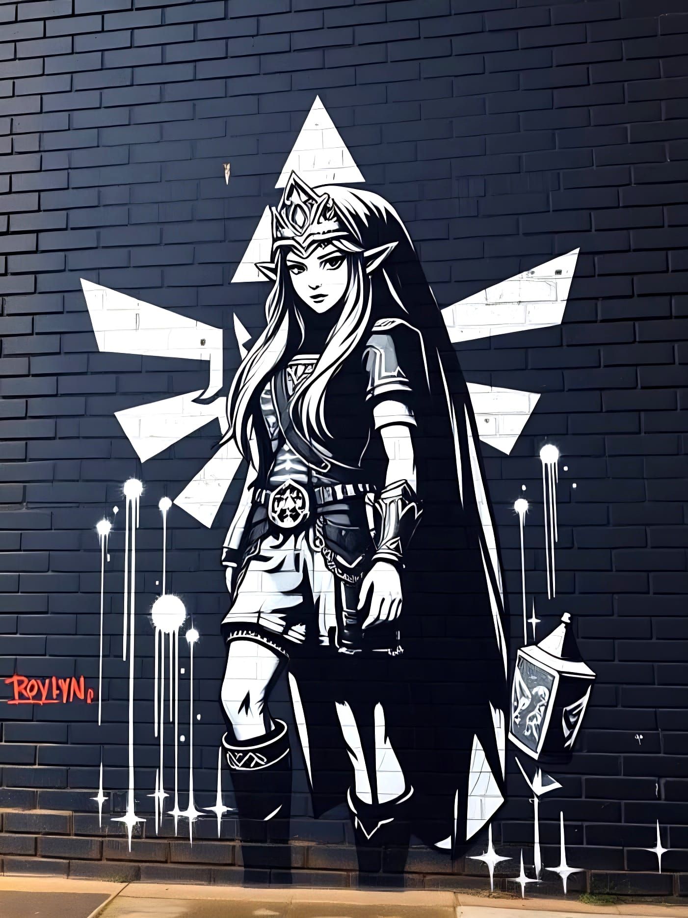 Banksy-Inspired Princess Zelda Street Art Mural