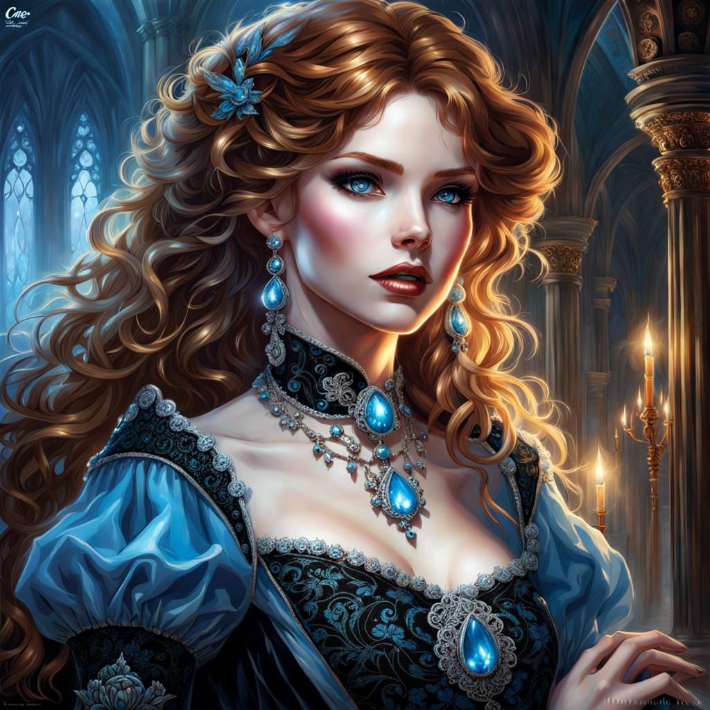 Gothic Cinderella in Black Lace: Fantasy Art