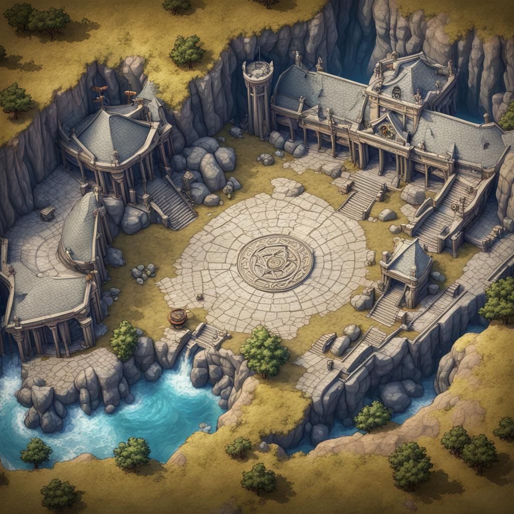 Canyon Courtroom with Dragon Symbols, Top-Down Map