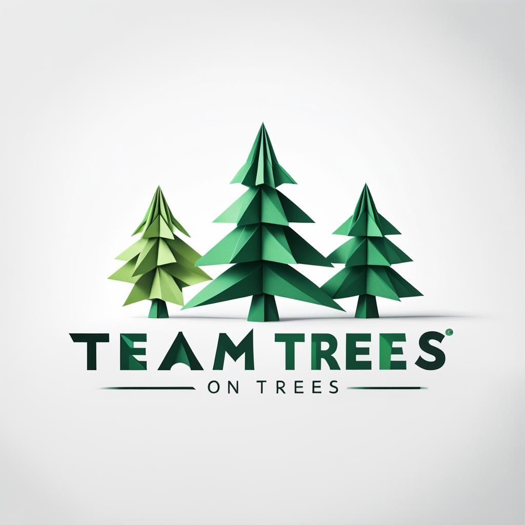 Team Trees Origami Logo on White Background