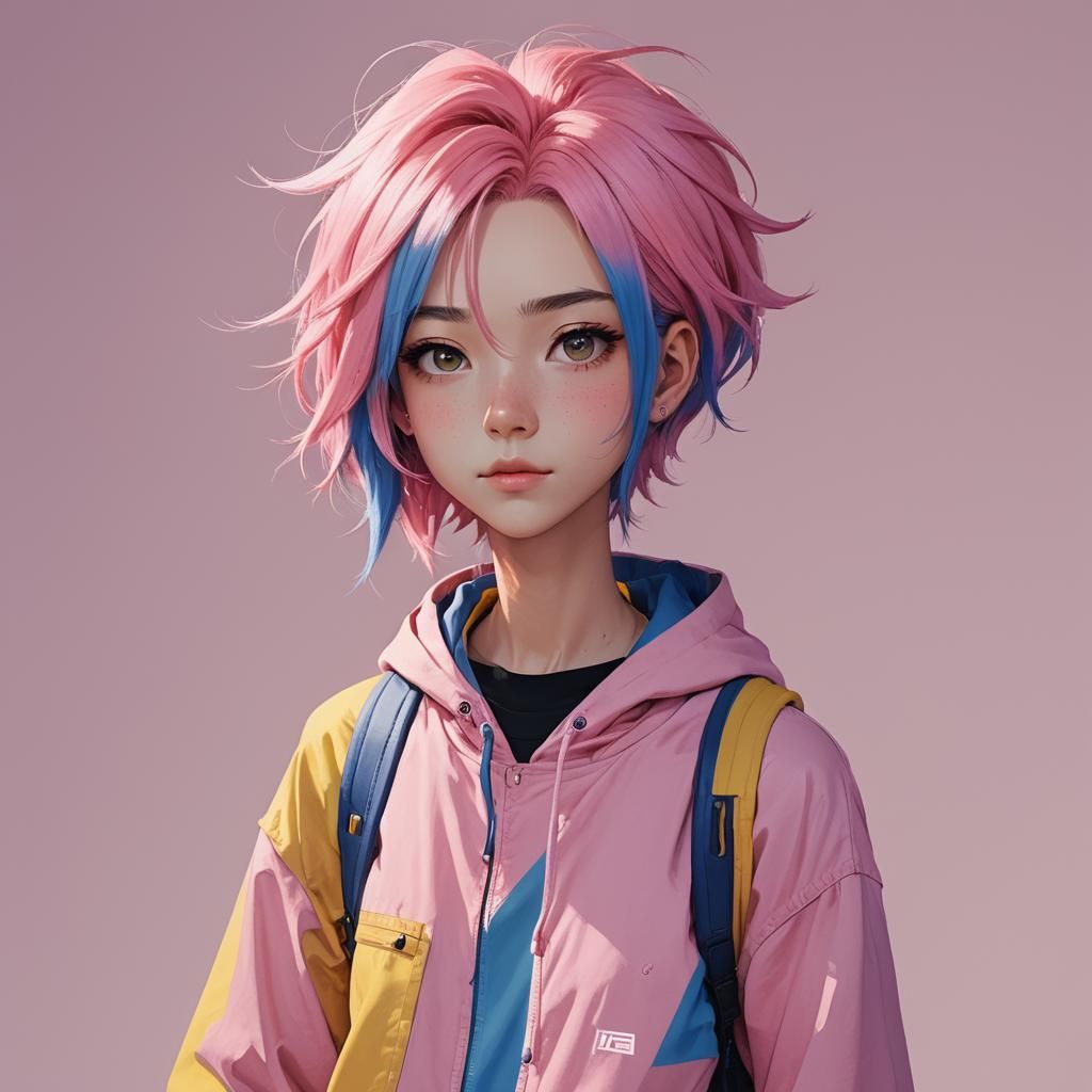 Anime Style Portrait of a Non-Binary Person