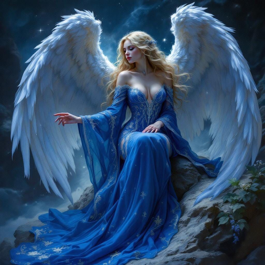 Fantasy Angel Akrasiel in Baroque Art Nouveau Style