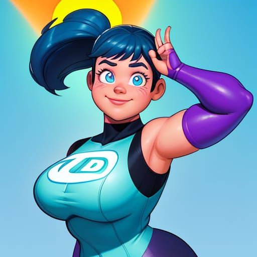 Chubby Female Superhero M in Pixar Style