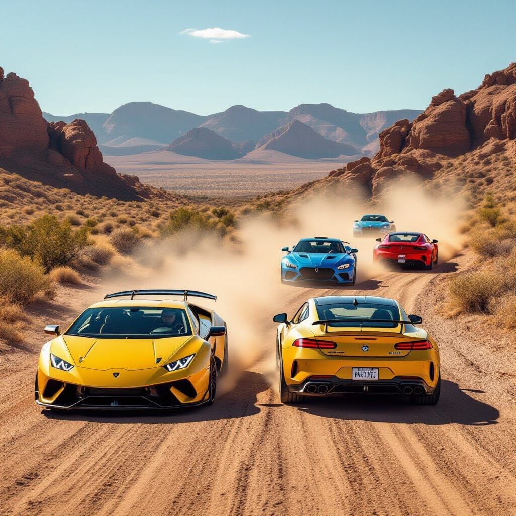 Epic Drag Race: Lamborghini vs Challenger in Gritty Style