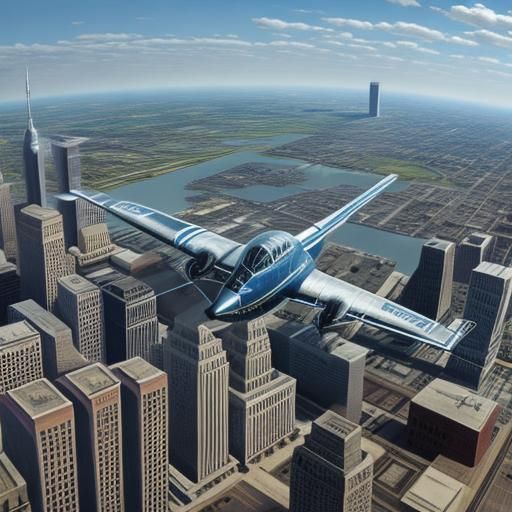 Futuristic Flying Machine Metropolis