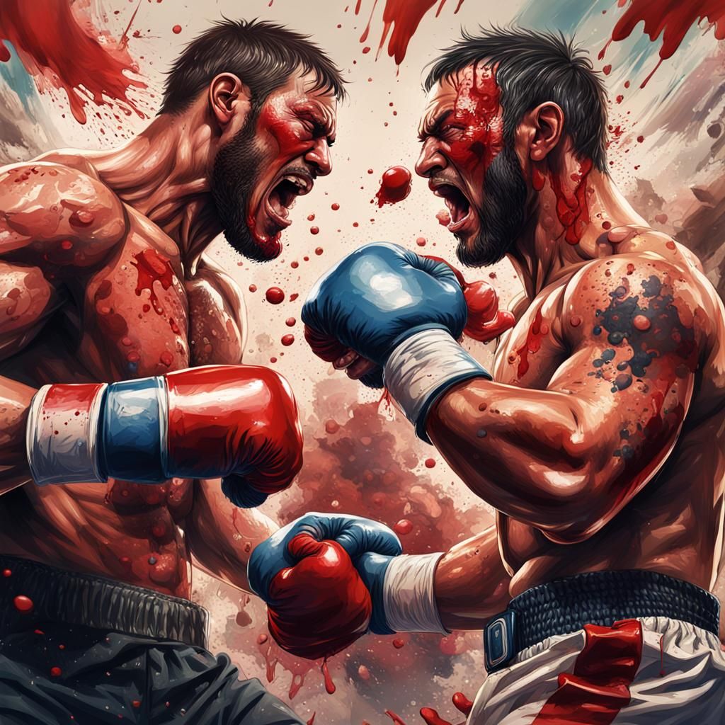Intense Bare-Knuckle Boxing Match in Hyperrealistic Style