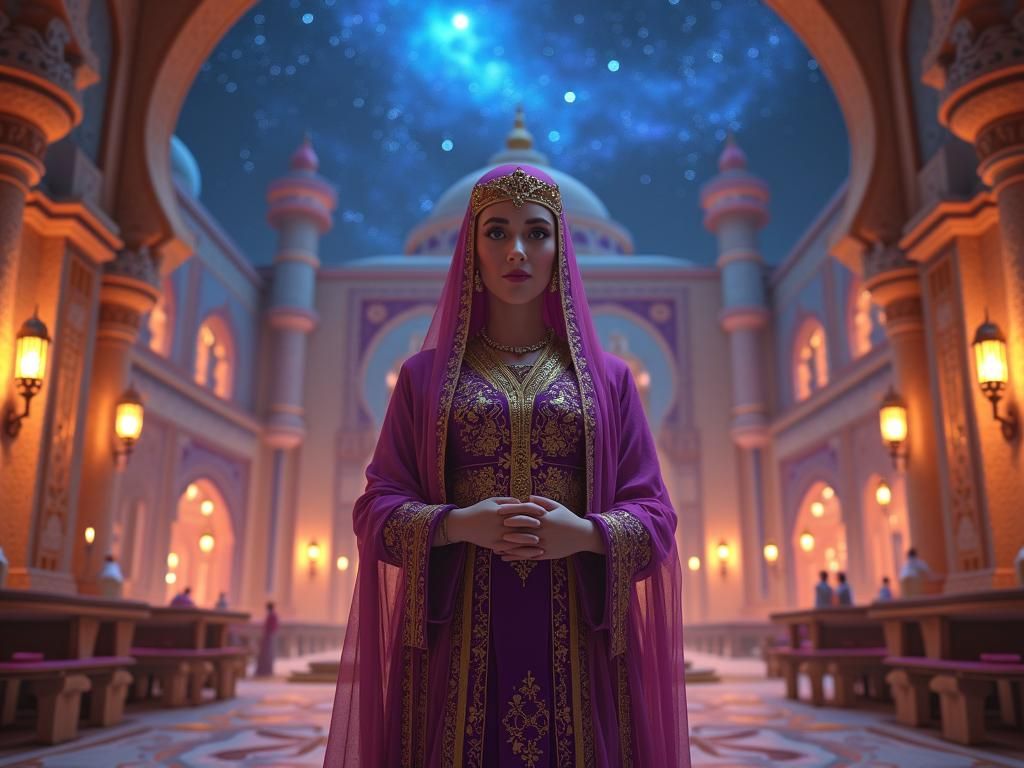 Arabic Teacher in Fantasy Classroom, Matte Painting