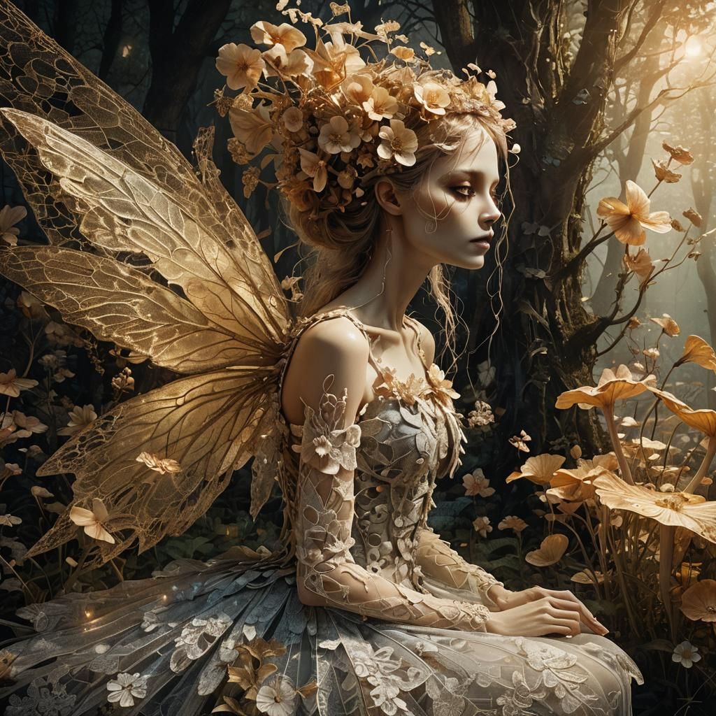 Eerie Fairy Skeleton Dances in Mystical Forest