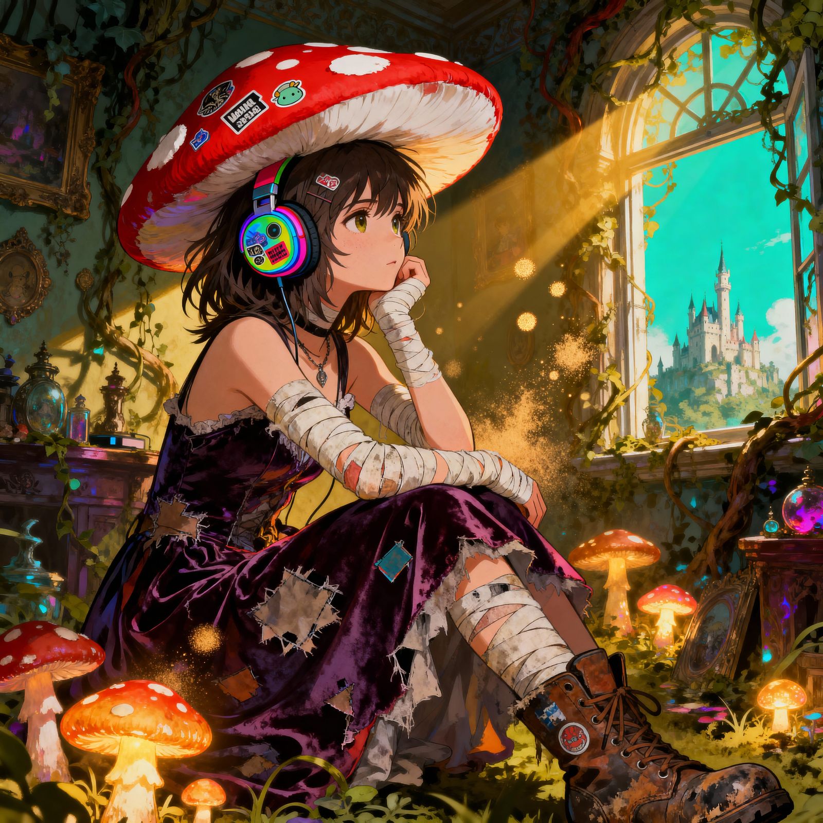 Anime Fantasy: Bandaged Beatrix in Enchanted Room