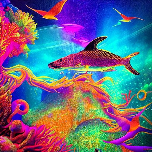 Vibrant Holographic Underwater World by Amaringo