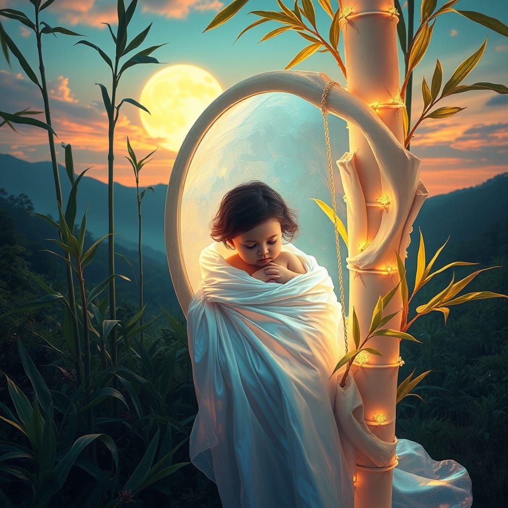 Ethereal Moon Girl Discovered in Glowing Bamboo