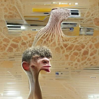 Surreal Ostrich-Human Hybrid Creature