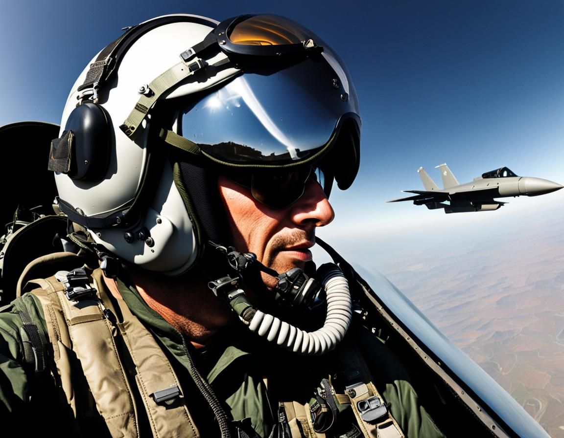 Fighter Pilot in Air Force Jet Cockpit
