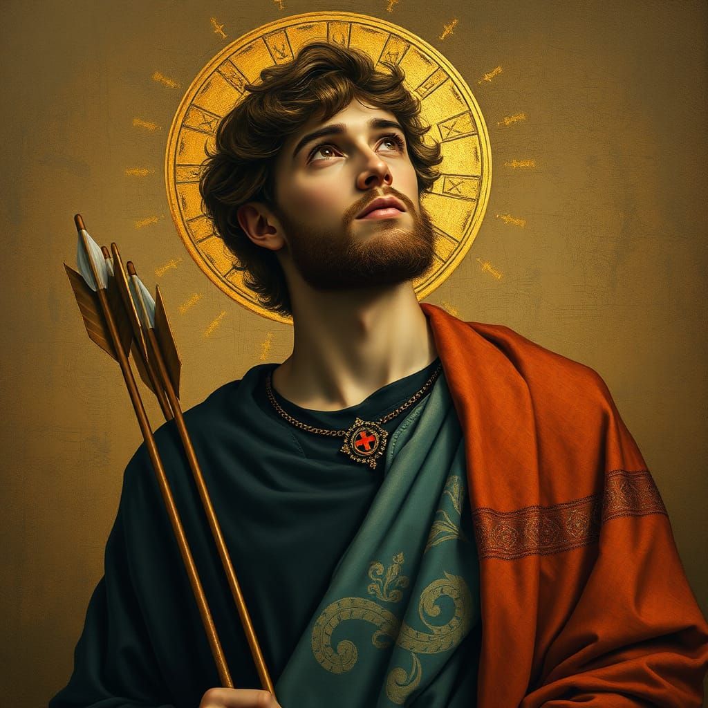 Saint Sebastian in the Style of Gustav Klimt