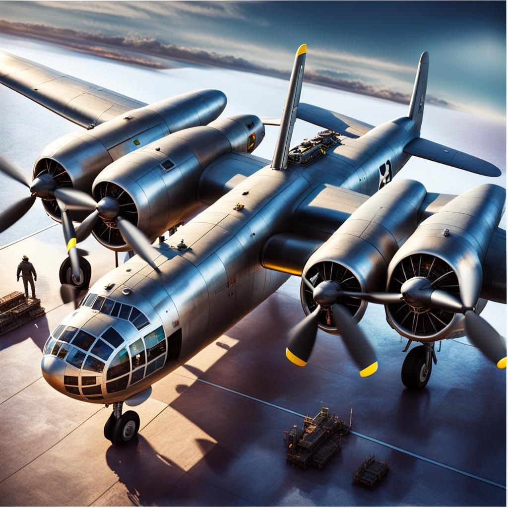 Hyperrealistic UAV Drone with WWII B29 Propeller Engines