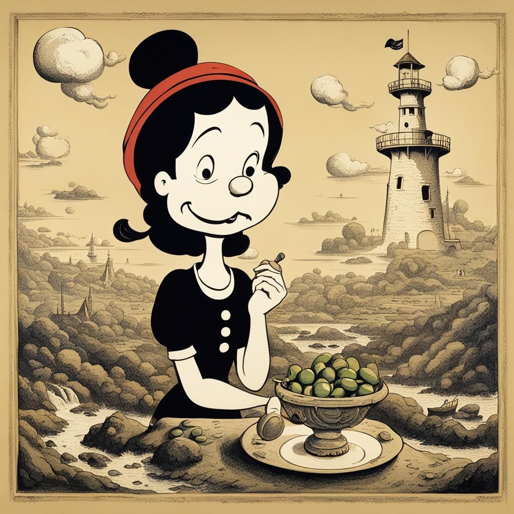 Surreal Portrait of Olive Oyl from Popeye