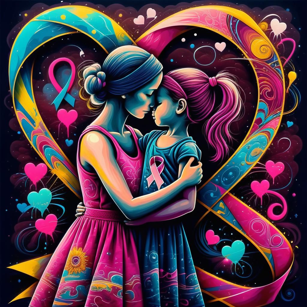 Pink Ribbon Graffiti Art for Cancer Awareness