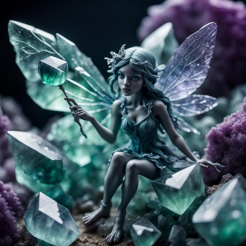 Hyperrealistic Fluorite Crystal Fairy in High Definition