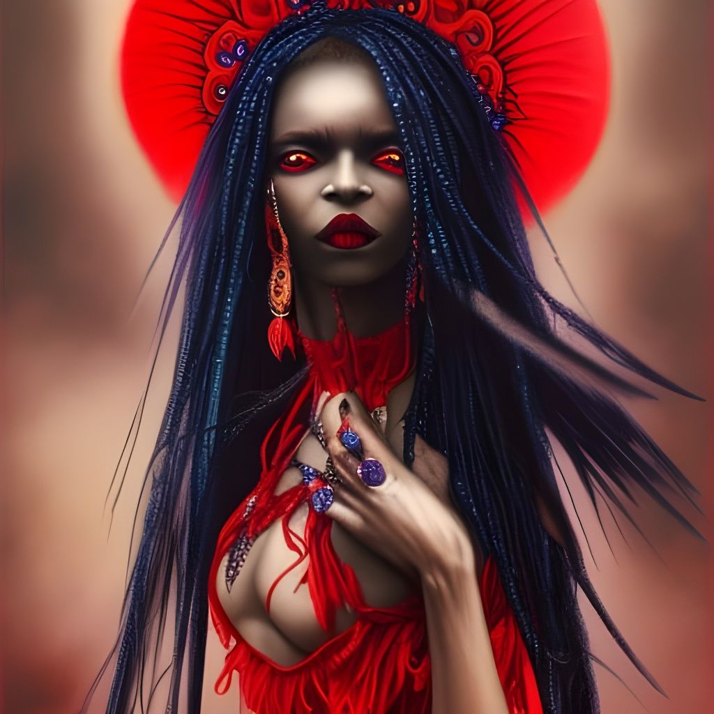 Glamorous Gothic Voodoo Priestess Fantasy Art