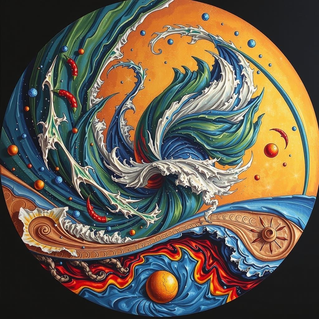 Dynamic Swirling Vortex Abstract Art