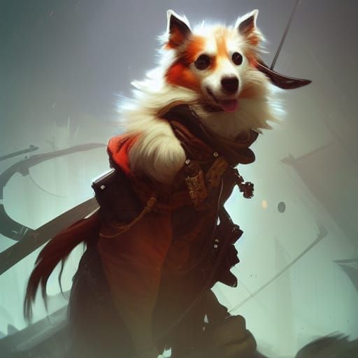 Pirate Sheltie with Eyepatch in Hyperdetailed Concept Art