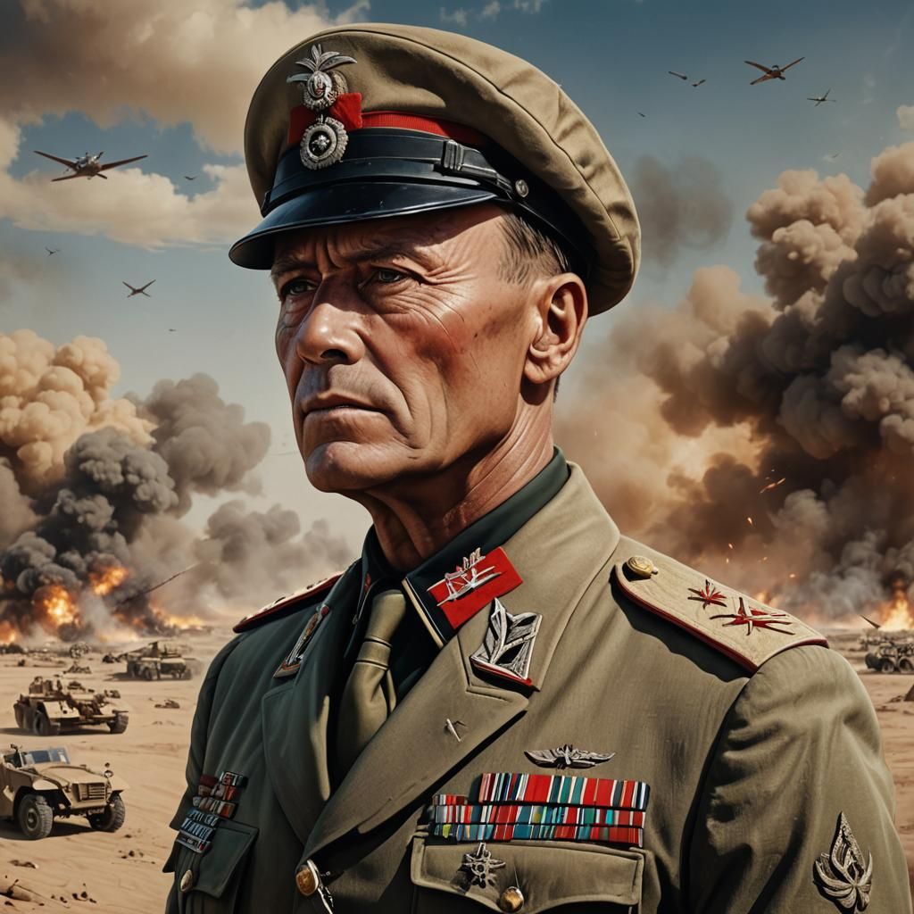 Erwin Rommel Portrait: Detailed Matte Painting