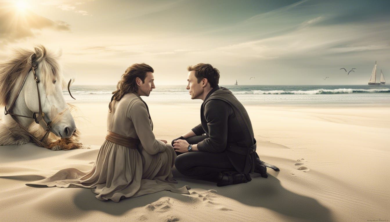 Romantic Moment on a Beach: Fantasy Concept Art