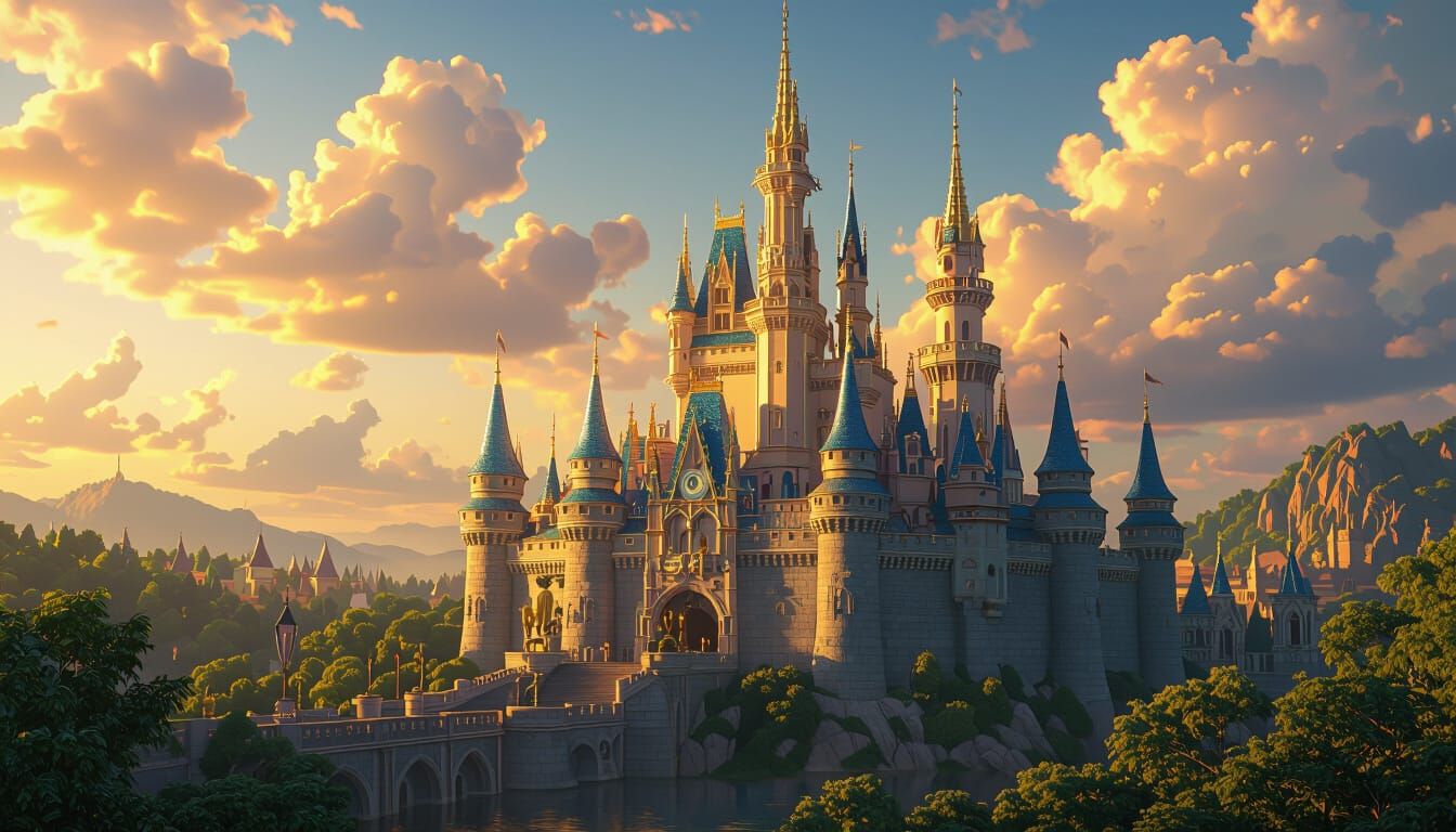 Majestic Castle in Fantasy Landscape: Matte Painting