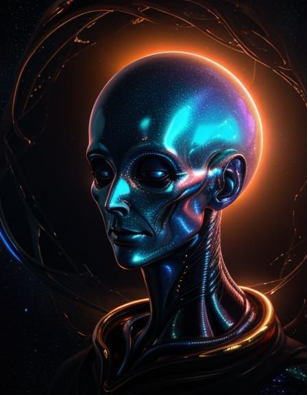 Surreal Alien in Cryosepulchral Setting as Oil Painting