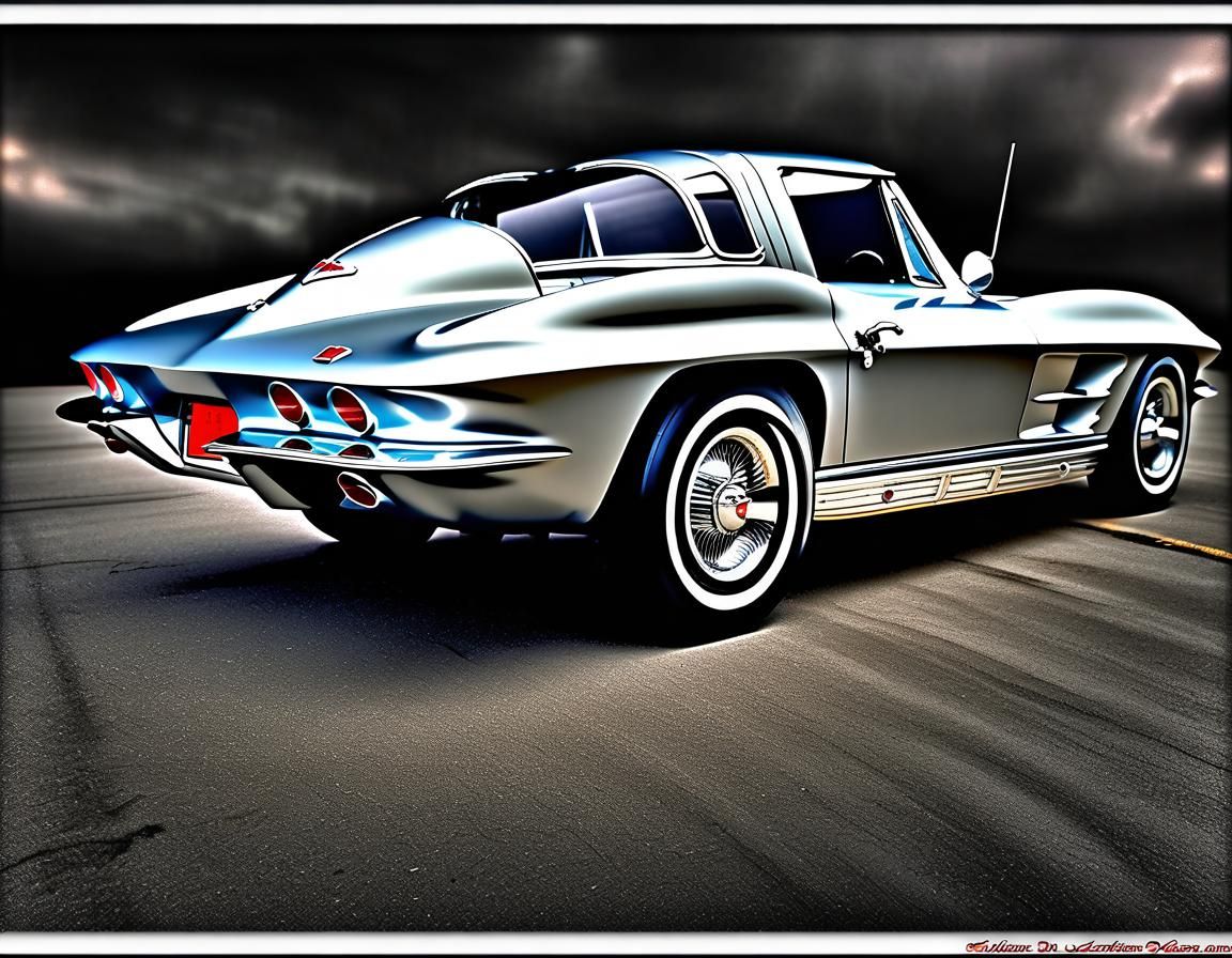 Silver 1963 Chevrolet Corvette in Hyperrealistic Detail