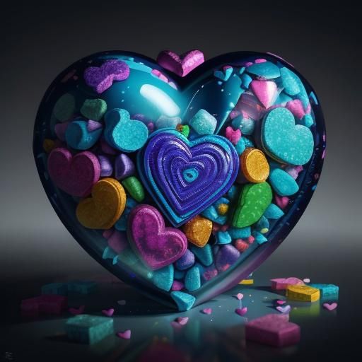 Crystal Heart in Candy Art Style