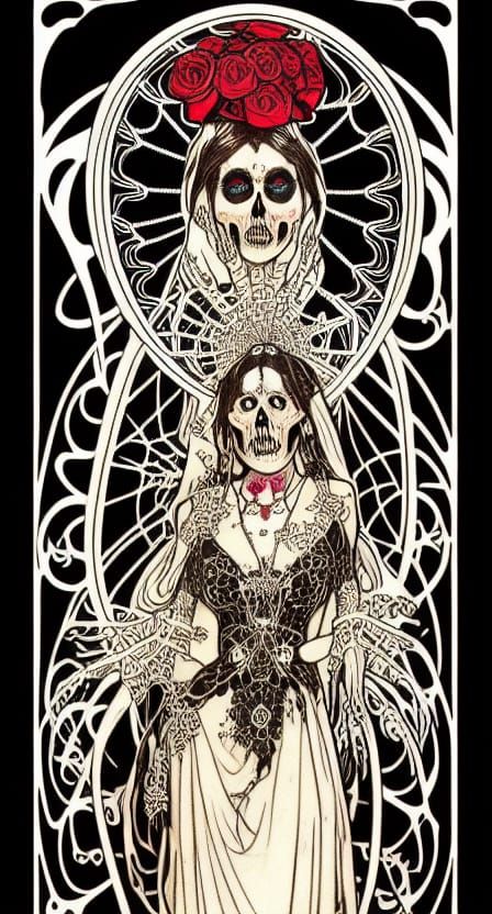 Santa Muerte Art Nouveau Illustration
