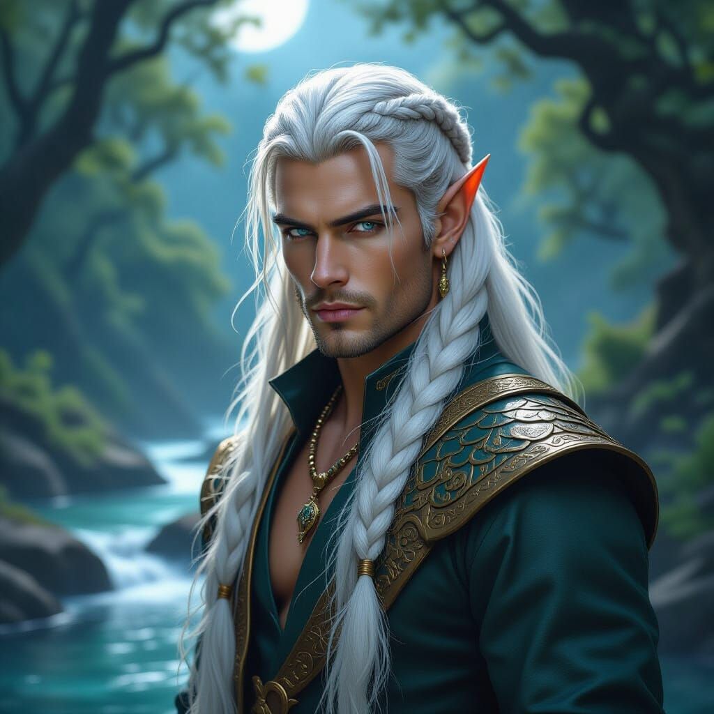 Fae-Dragon Shifter with Gold Dragon and Braided White Hair