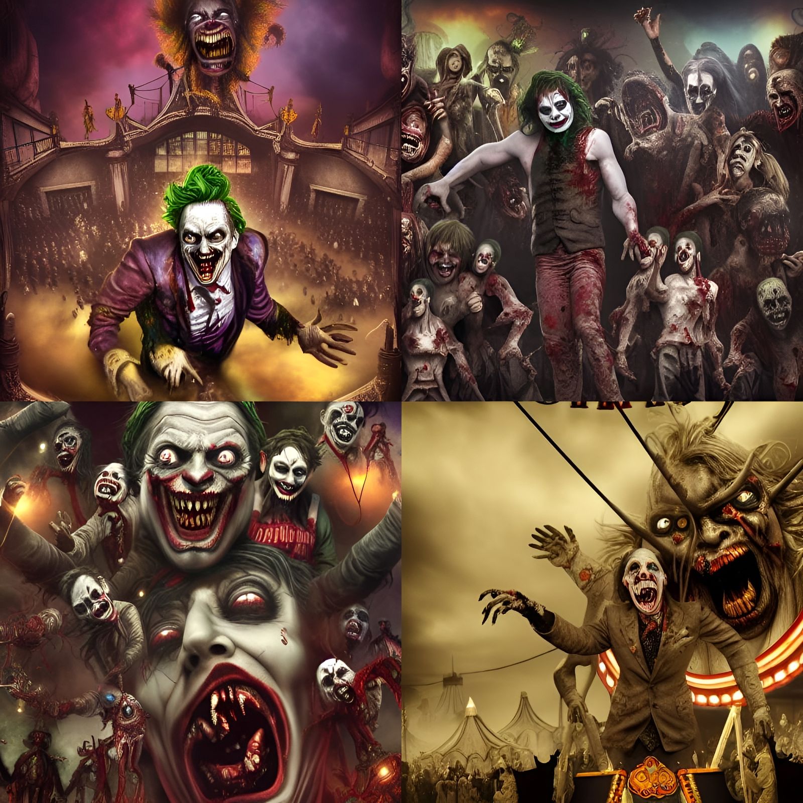 Terrifying Zombie Circus with Smiling Jokers