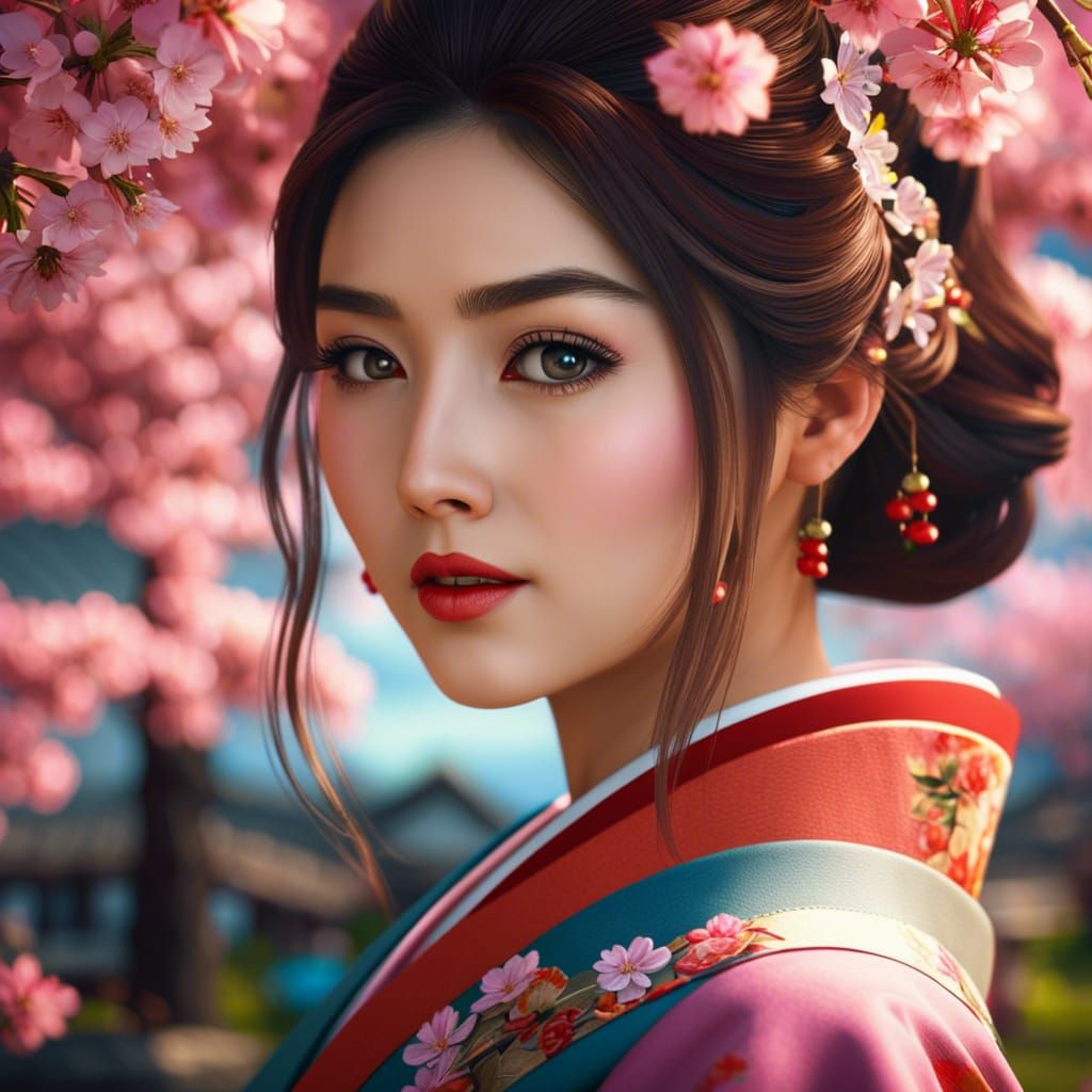 Japanese girl Cherry blossoms