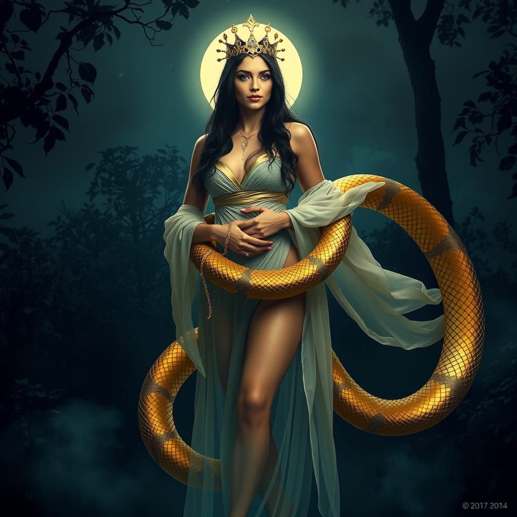 Ethereal Goddess Lilith Reigns in Dark, Mystical Garden