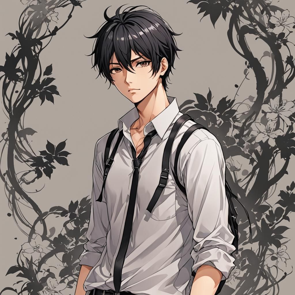 Attractive Anime Boy in Manga Style