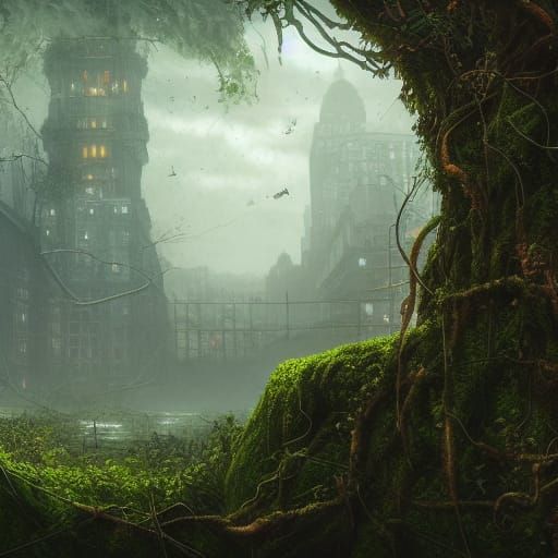 Lush Overgrown City Concept Art