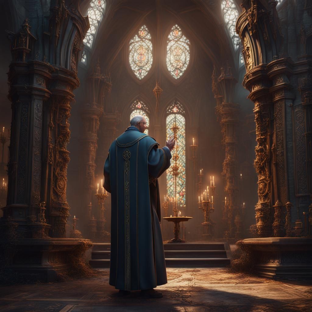 Detailed Priest in a Fantasy Matte Painting