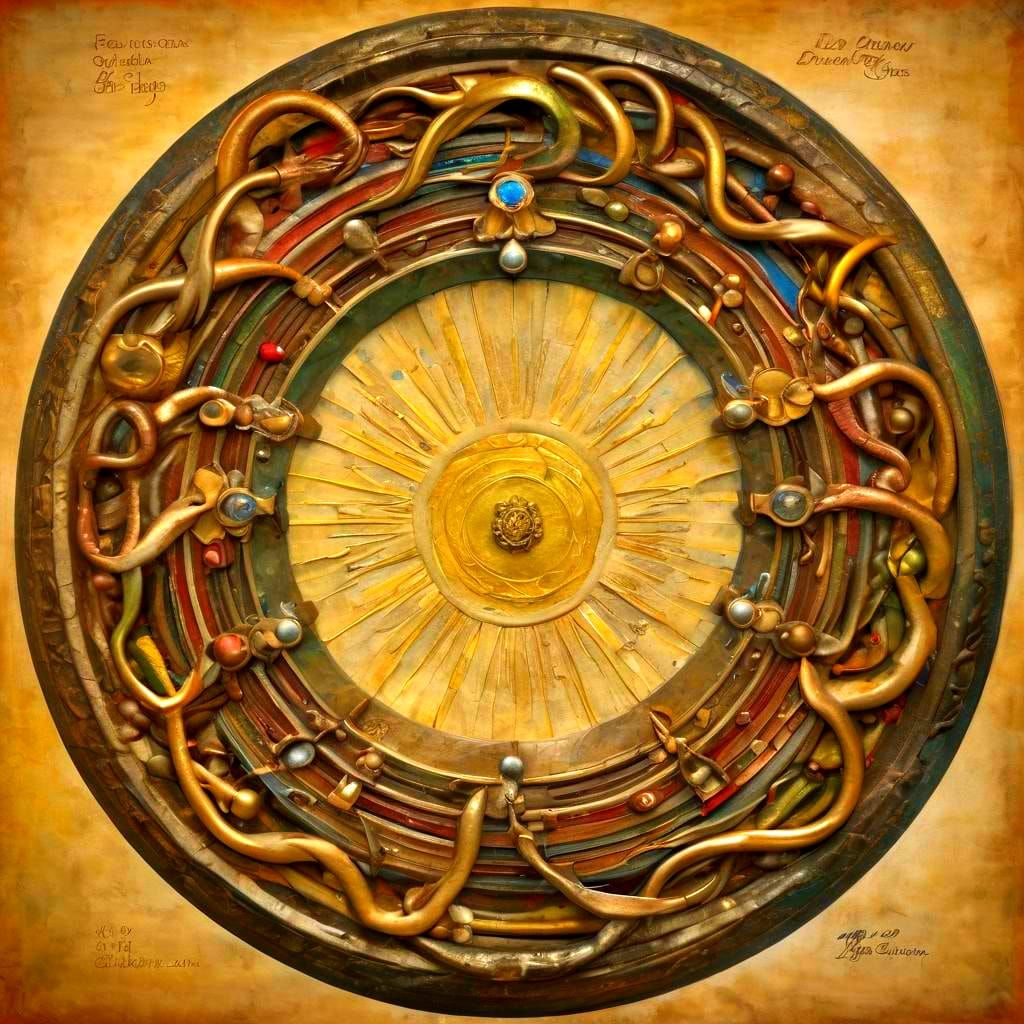 Abstract Color Study in Red, Green, and Gold