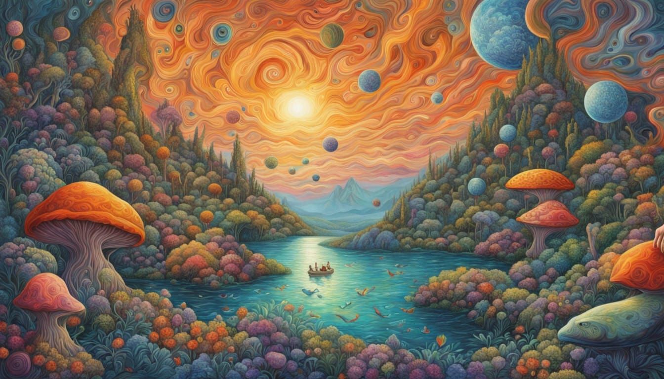 Woman Lost in Psychedelic Dreamscape on West Coast Afternoon