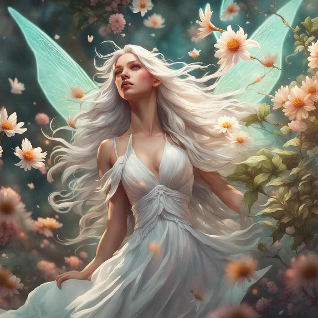 Ethereal Fairy Portrait in Art Nouveau Style