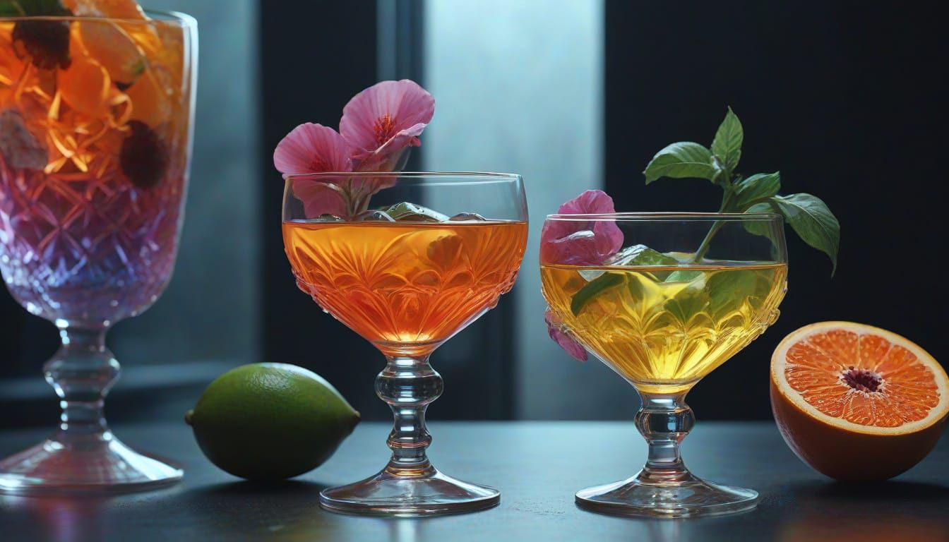 Hyper-Futuristic Cocktails in Sculpted Glassware