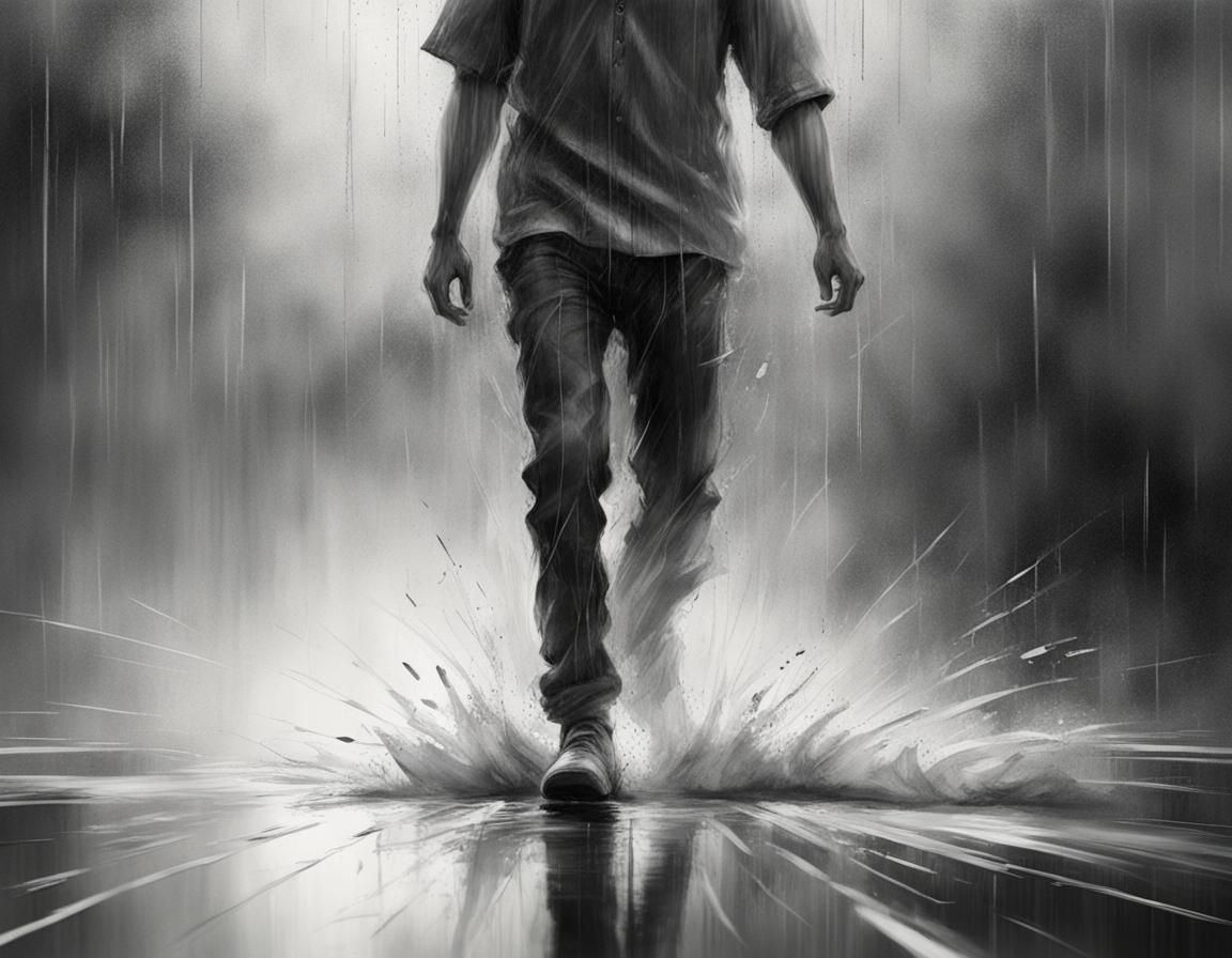 Sunshine Through Rain: Modern Ink Charcoal Rendering