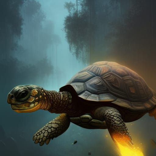Hyperdetailed Tortoise in Dark Fantasy Style