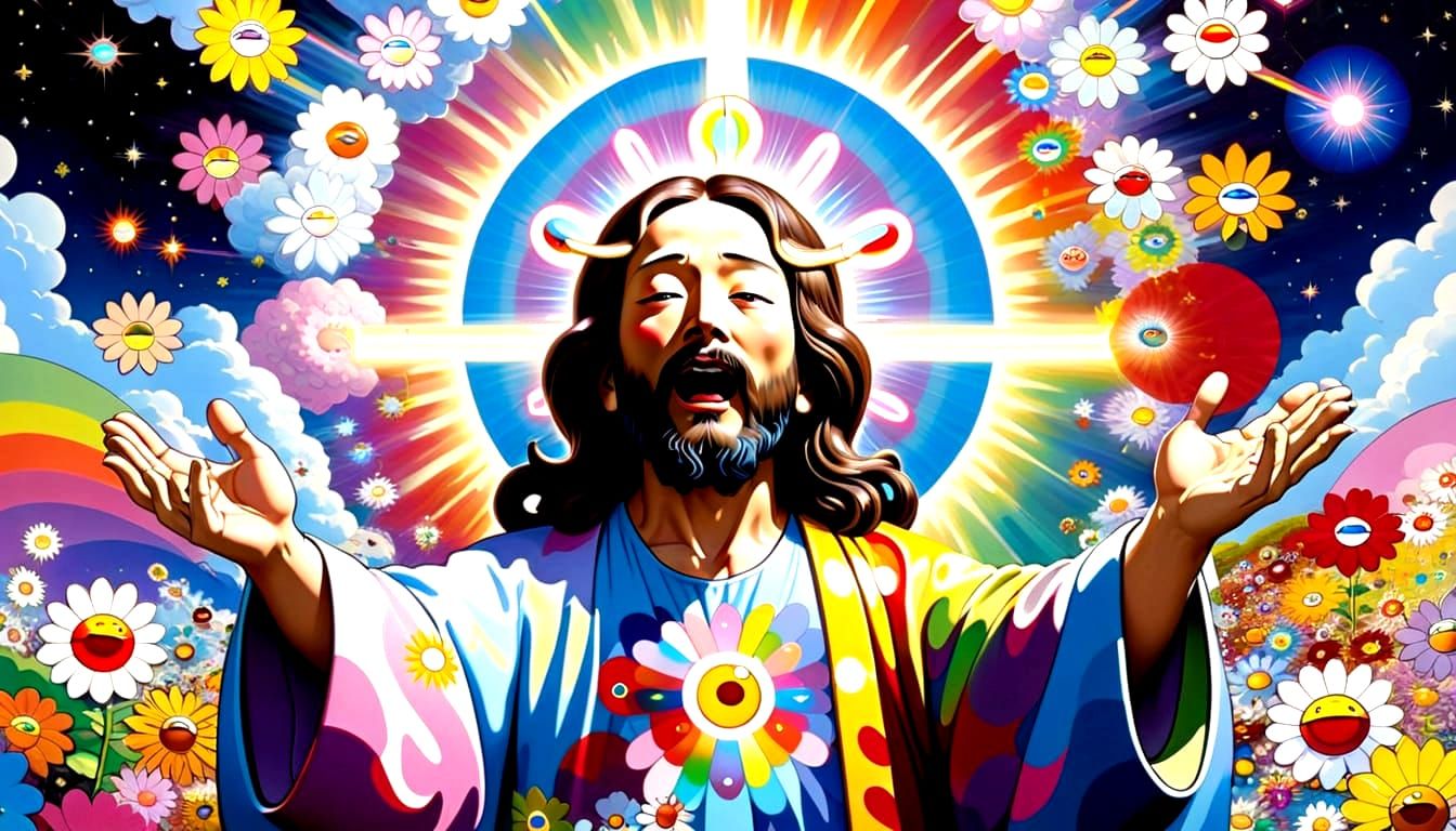 Photorealistic Jesus Healing Art in Cosmic Style