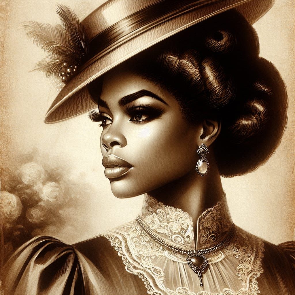 A Regal Afro-Latina Woman in Sepia Hues