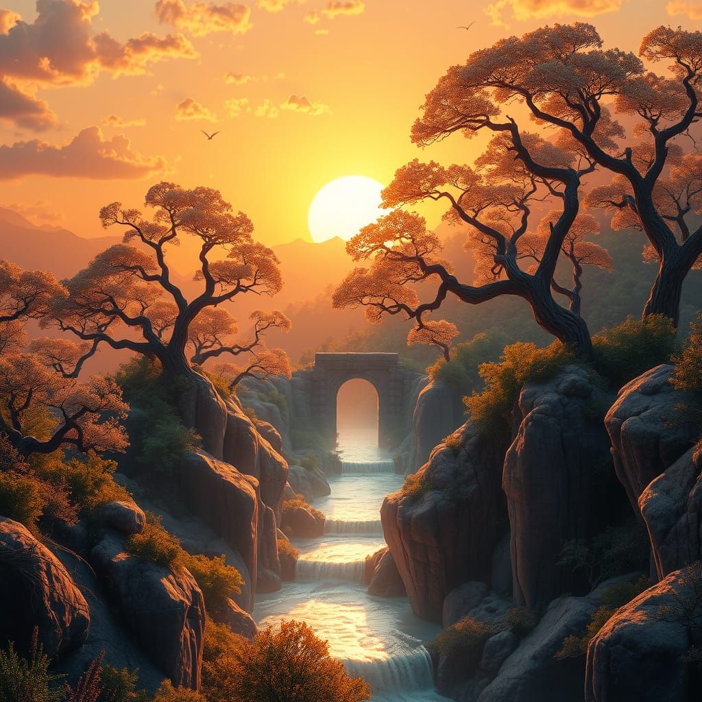 Ethereal Valley in Triple Sunset Glory