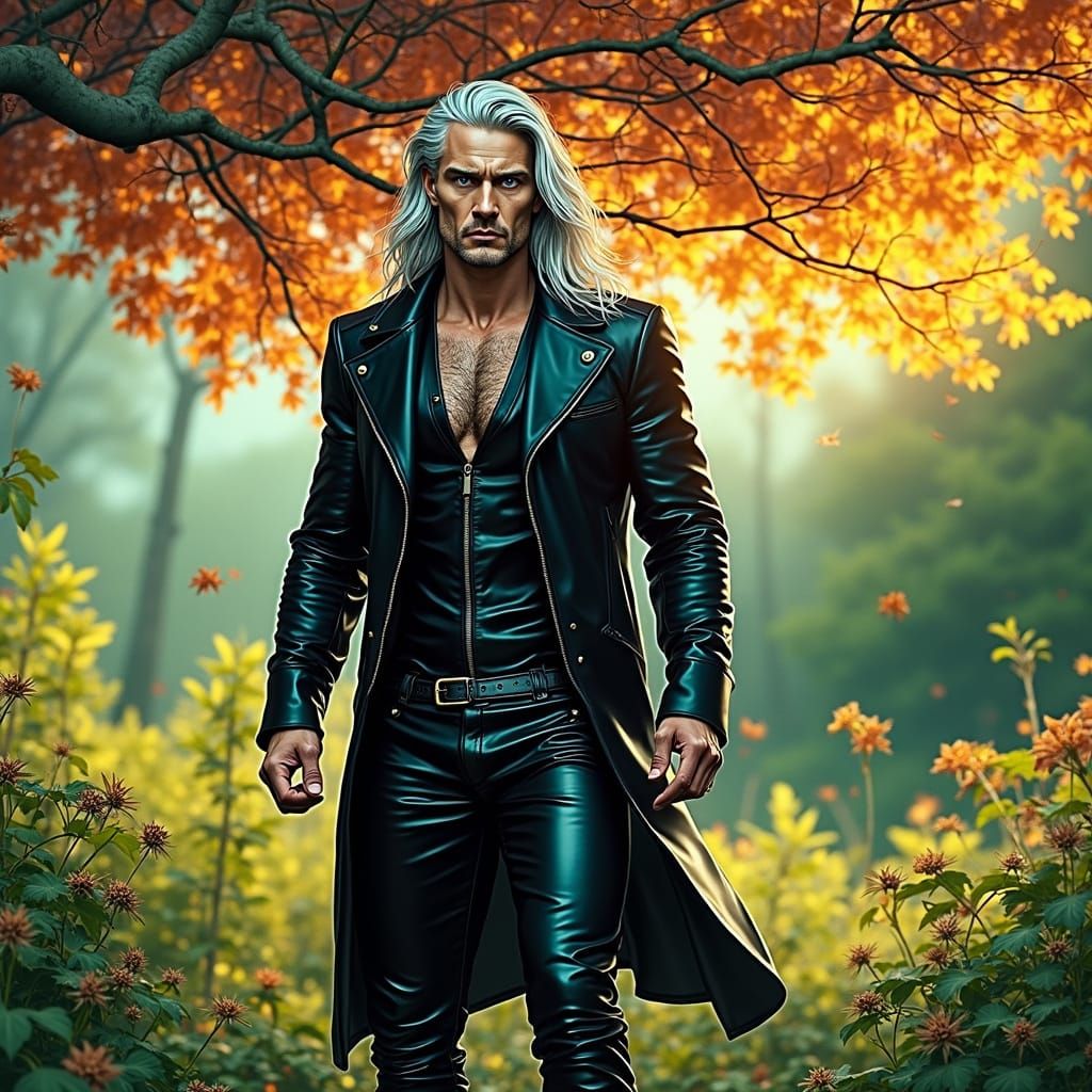 Attractive Hyper-Realistic Male Figure in a Misty Forest