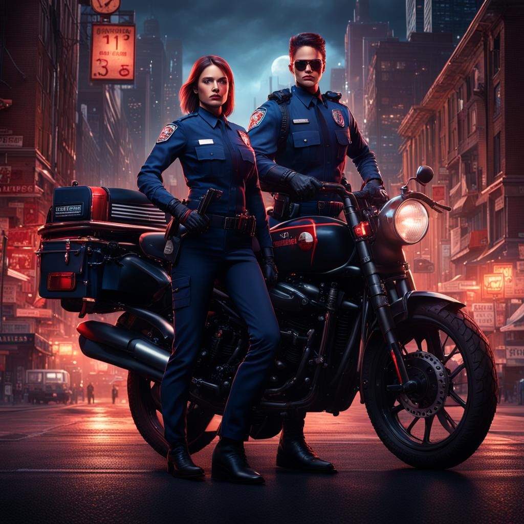 Daredevil Police Officers in Crime World: Detailed Digital P...